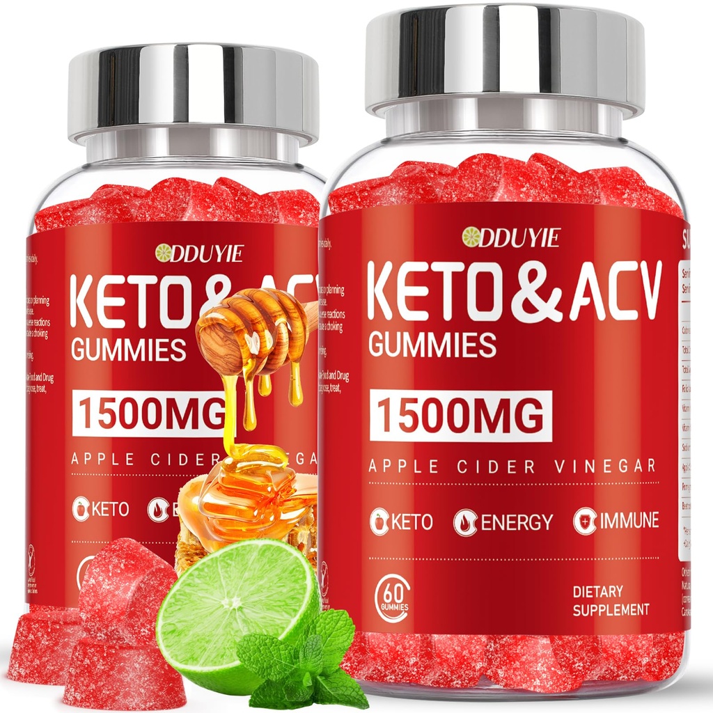 Keto ACV Gummies - 1500mg Apple Sider Vinegar Gummies with Pomegranate Beetroot Vitamin B12 B6 - Lemon Honey Flavor - para Hombres &amp; Mujer - GMO Gratis &amp; Vegan - 120 Conde