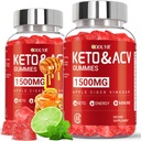 Keto ACV Gummies - 1500mg Apple Sider Vinegar Gummies with Pomegranate Beetroot Vitamin B12 B6 - Lemon Honey Flavor - para Hombres &amp; Mujer - GMO Gratis &amp; Vegan - 120 Conde