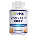 Vitamina D3 + K2 2000IU Chewable for Bone Health Support, 90 comprimidos vegetarianos masticables, hasta 3 meses de suministro
