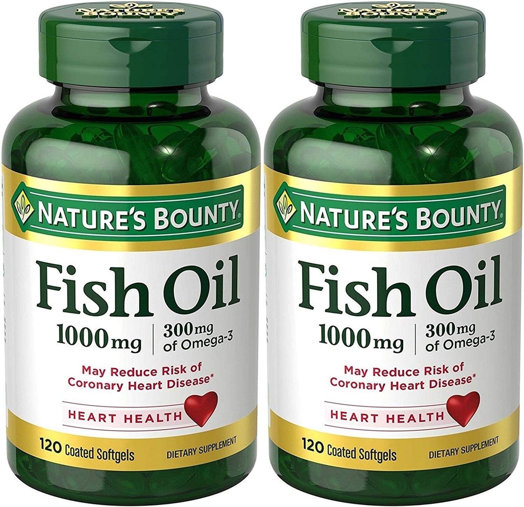 Aceite de pescado recompensado de la naturaleza (sin olor) 1000 Mg, 240 Softgels (2 X 120 Botellas de conteo)