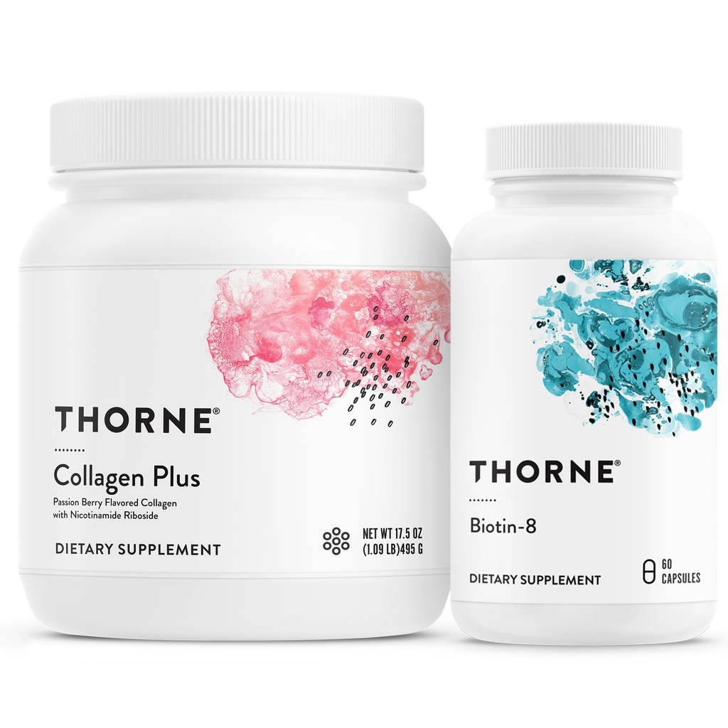 THORNE - Collagen Plus y Biotin 8 Bundle for Radiant Skin, Hair, and Nails - 30 Servings