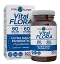 Planeta Vital - Vital Flora Ultra Daily Probiotic 60 Billones CFU, Strains Diversos, Prebióticos Orgánicos, Apoyo Inmunitario, Alivio de Bloating, Probióticos de Salud Digestiva para Mujeres y Hombres 30 cápsulas