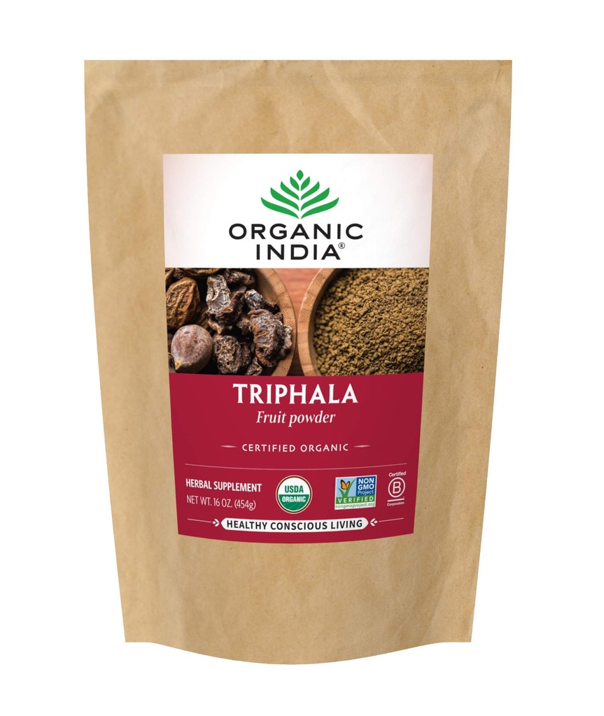 Orgánica India Triphala - Suplemento Herbal con Amla, Bibhitaki, Haritaki, Digestión " Soporte de colon, Immune System Support, Adaptogen, Vegan, USDA Certified Organic - 1 lb Bag