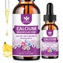 Calcio Citrate 1000mg con vitamina D3 para Hombres de Calcio Líquido Magnesio Zinc D3 K2 Suplemento para Hueso, Apoyo a los dientes, Sugar Gratis, Vegan, Banana Flavor - 1 Fl Oz (2 Pack)
