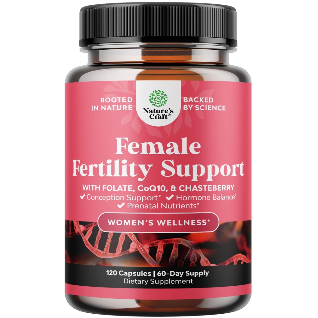Suplemento de fertilidad para las mujeres con multivitaminas prenatales - Fertilidad femenina Apoyo con el brote prenatal de folato ionitol Chasteberry y coQ10 Fertilidad Blend for Women to Promote Faster Conception