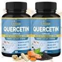 Organic Cadane 2 Packs Quercetin Suplementos Capsules, 6in1 con Turmeric, Berberine, Stinging Nettle, Black Seed, Black Pepper - Supports Immune System - 4 Months Supply