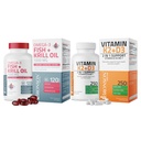 Bronson Vitamina K2 (MK7) con D3 Suplemento Omega-3 Fish + Krill Oil 1000 MG