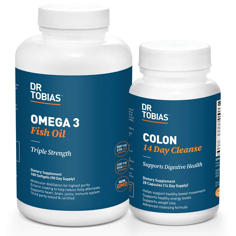 Dr. Tobias Omega 3 Fish Oil and Colon 14 Day Cleanse for Improved Digestion and Global Health