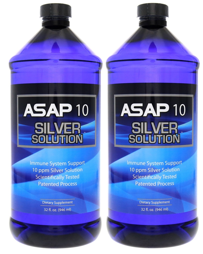 American Biotech Labs ASAP 10 PPM Silver Sol Immune System Support TEN 2 Pack of 32 Oz Totalling 64 Oz