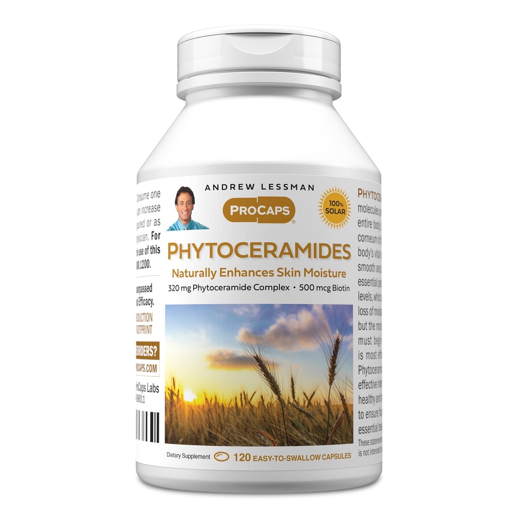ANDREW LESSMAN Phytoceramides with Biotin 120 Softgels - Vital Natural Moisturizer. Naturalmente mejora la piel suave, suave, suave, radiante. Sin aditivos. Pequeño fácil de absorber Softgels