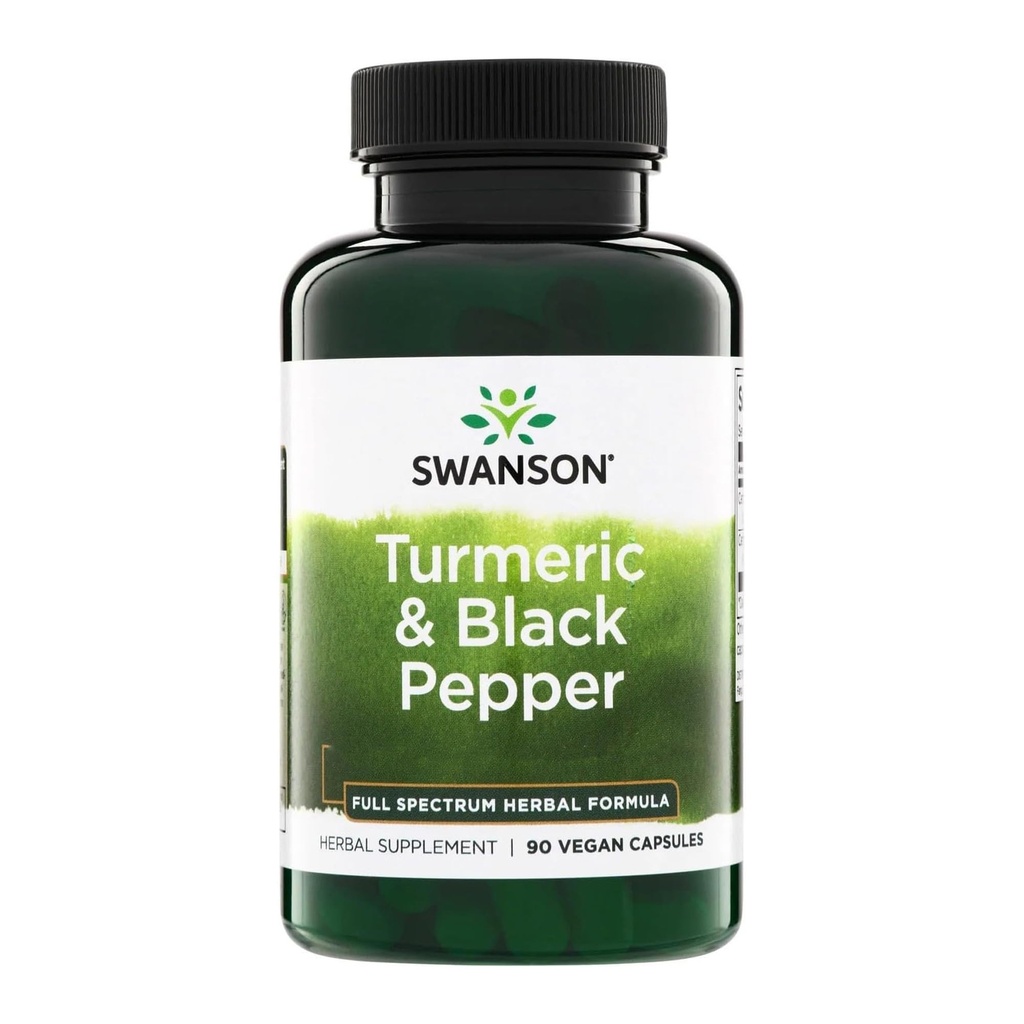 Swanson Premium- Turmeric &amp; Black Pepper - Antioxidante, Digestión & Joint Support - 90 Veg Caps (3 Pack)