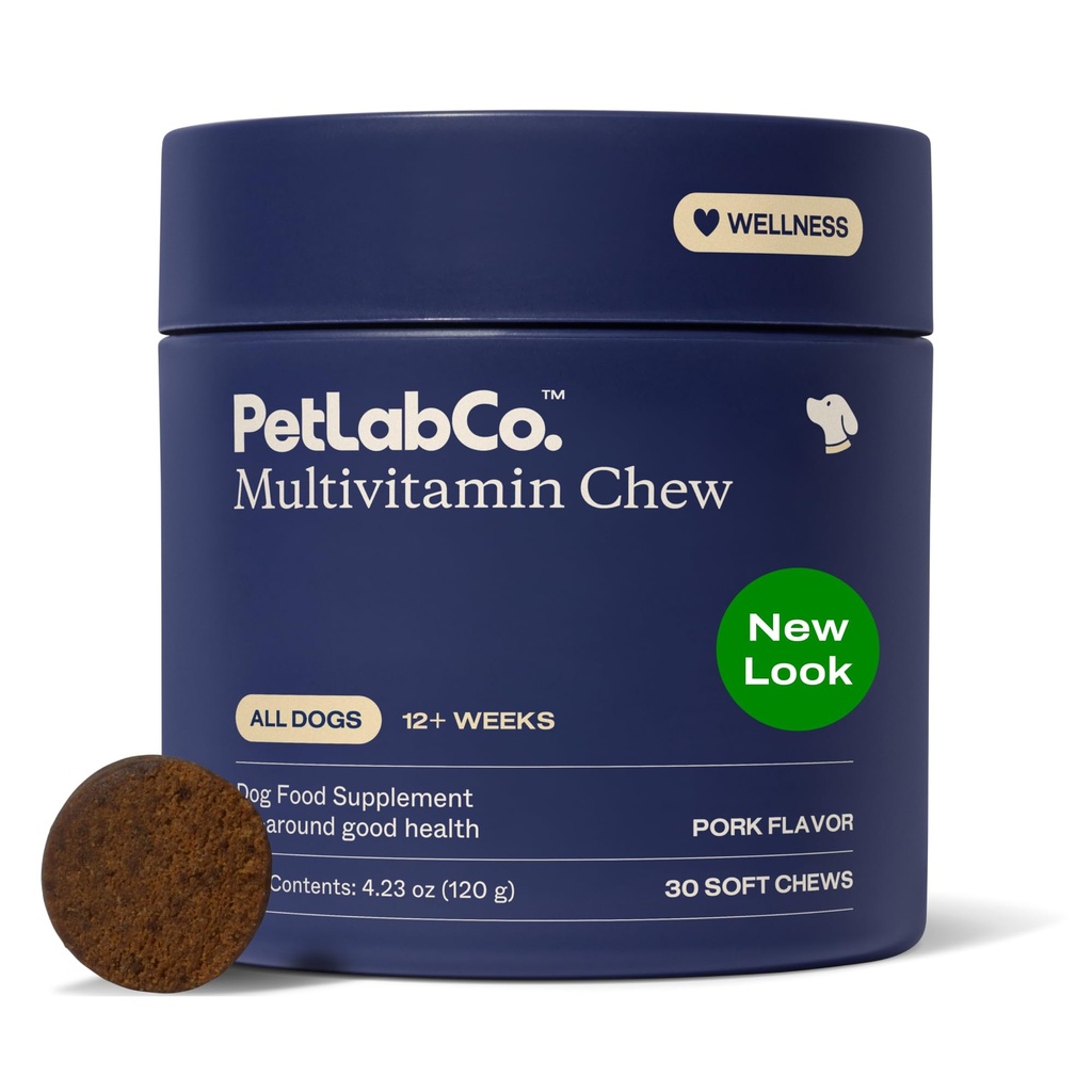 PetLab Co. 22 in 1 Dog Multivitamin - Soporte Dog's Immune Response, Skin, Coat, Joints & General Health - Vitaminas A, E, D, B12, Minerales, Antioxidantes - Chewable Pork Flavor - Embalaje Mayo Vary
