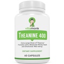 VitaMonk L Theanine 400mg Suplemento - L-Theanine 400mg con No Artificial Fillers - Extra Strength L Theanine Suplemento - Ltheanine 60 cápsulas