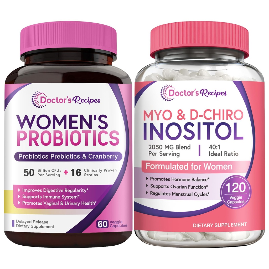 Recetas de doctores Probióticos femeninos e Inositol Bundle - Gut, Vaginal, Salud Reproductiva de orina para mujeres