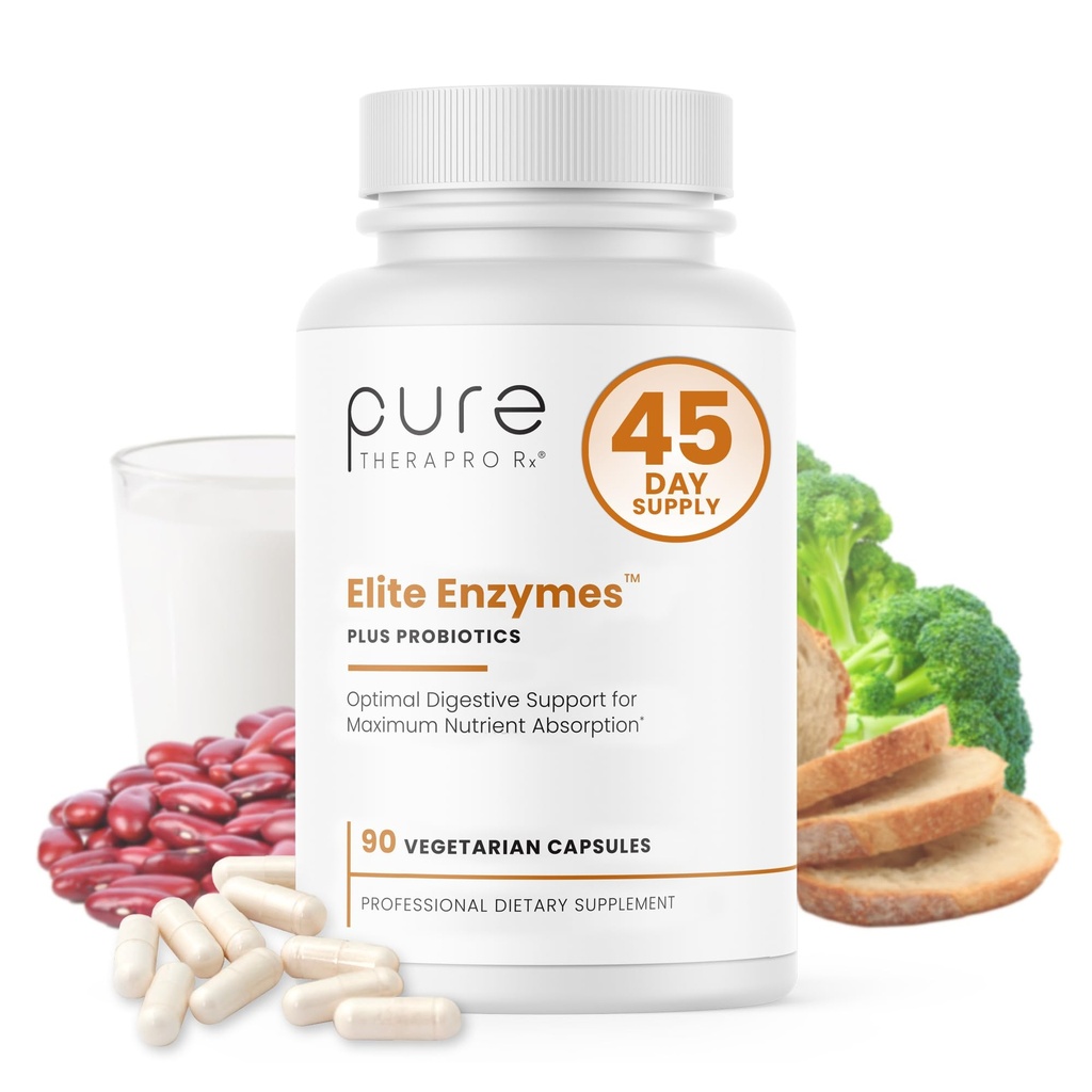Puro Therapro Rx Elite Enzymes Extra Strength Digestive Enzymes Suplemento para Hombres Mujer, 90 cápsulas Vegan