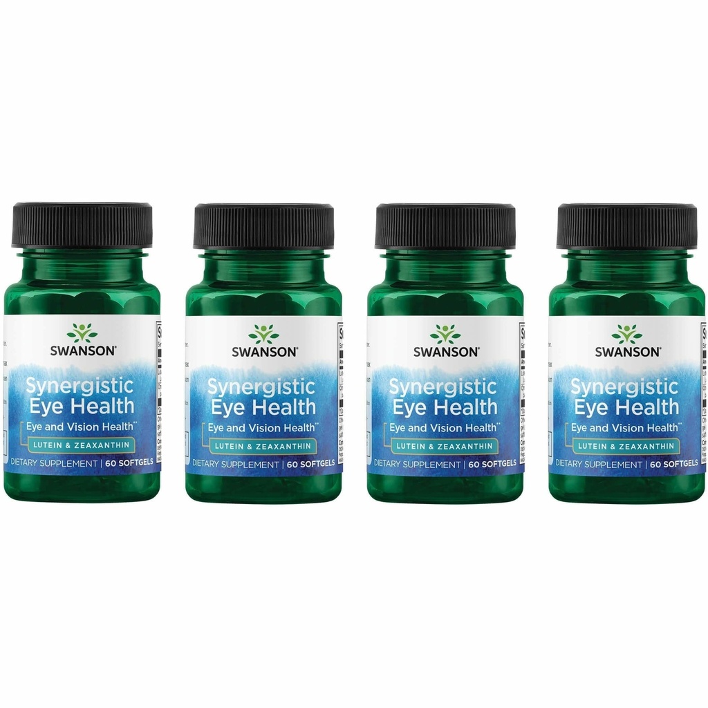 Swanson Lutein " Zeaxanthin Sinergistic Eye Health Vision Retina Macula Supplement (Lutein 20 mg " OmniXan Zeaxanthin 2 mg) 60 Softgels Sgels (4 Pack)