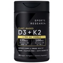 Investigación Deportiva Vitamina D3 K2 con 5000iu de D3 de base vegetal &amp; 100mcg de vitamina K2 como MK-7, no GMO Verificado & Vegan certificado - 160 Softgel líquido