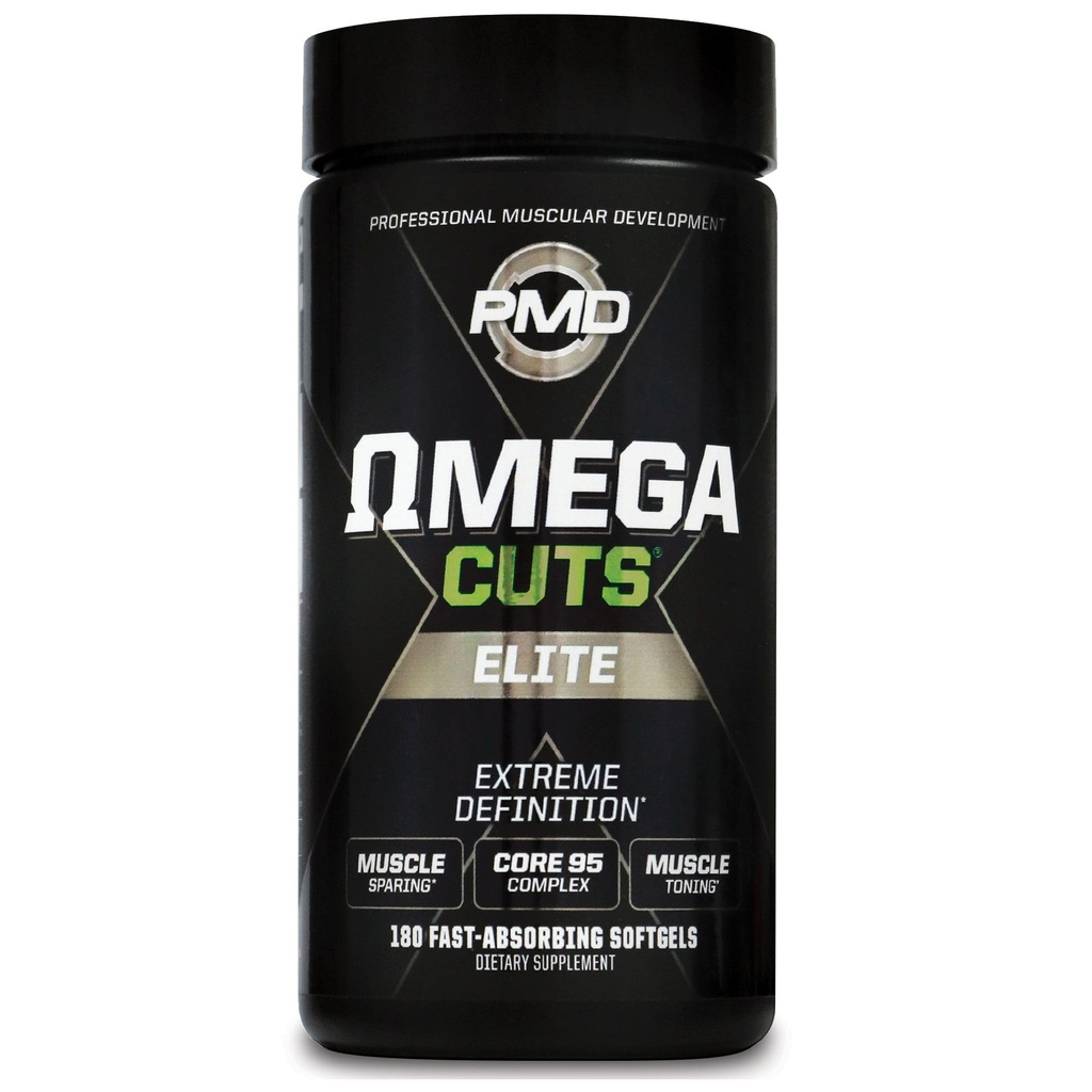 PMD Sports Omega Cuts Elite -Fat Loss-Muscle Defining Fórmula - Omega Fatty Acids, MCT y CLA para la definición y mantenimiento muscular - Keto Friendly For Women and Men - Stimulant Free (180 Softgels)