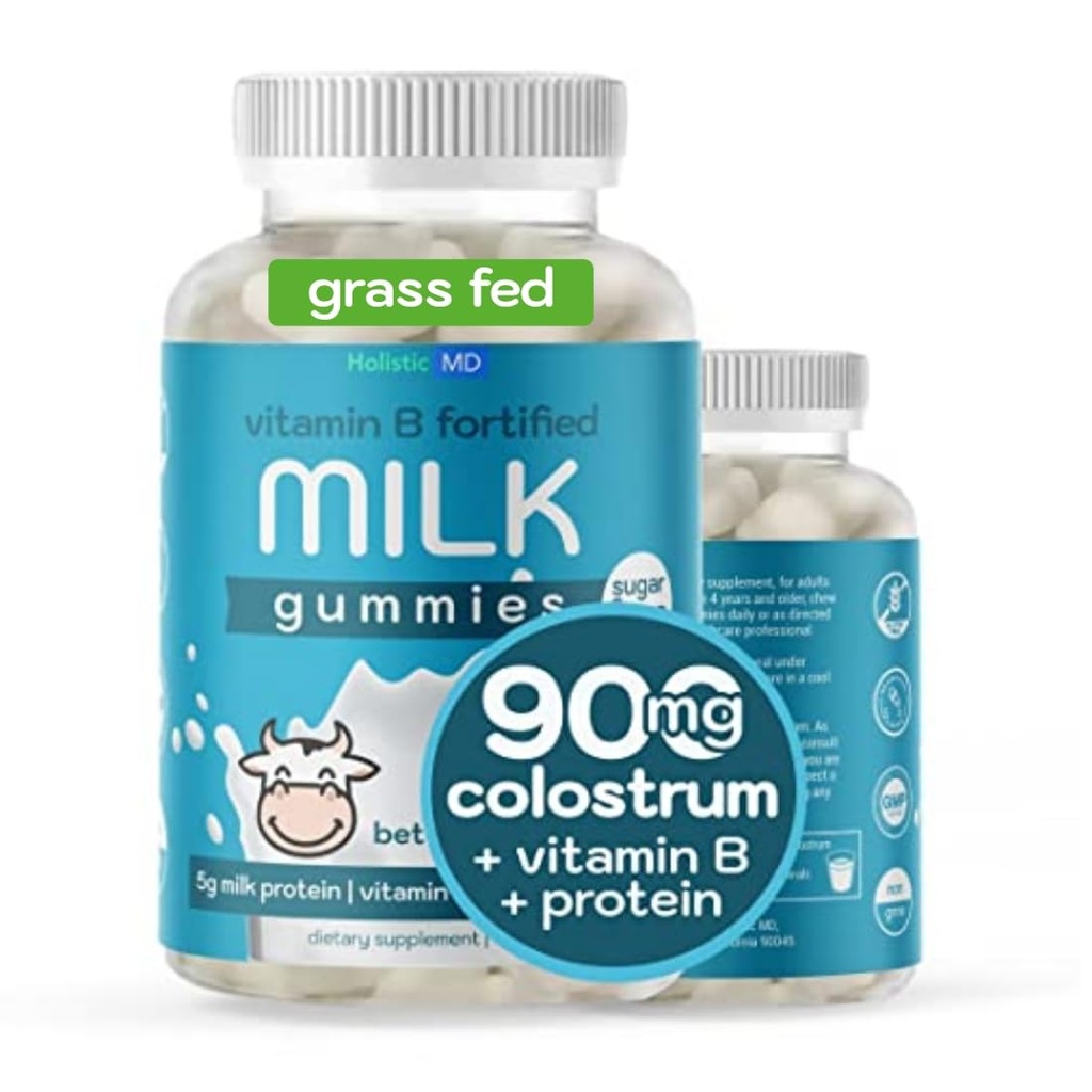 Colostrum Gummies for Kids Adults Elderly ← Colostrum Milk Protein Gummies with Vitamin B Complex ← Sugar Free 60 ct