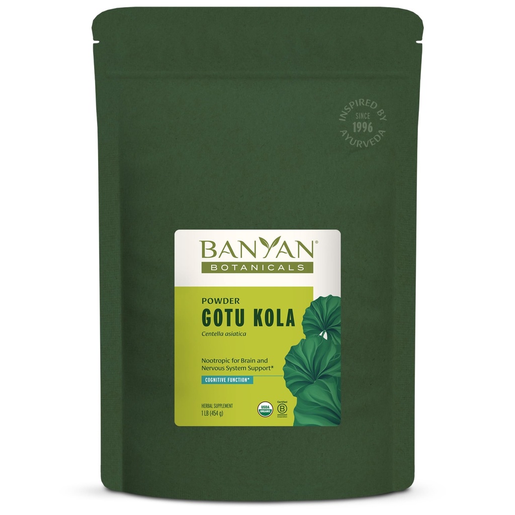 Banyan Botanicals Gotu Kola Powder – Organic Brahmi (Centella Asiatica) – Calming Nootropic Herb for Nervous System Support &amp; Healthy Skin* – 1 lb. – Non-GMO Sustentably Sourced Vegan