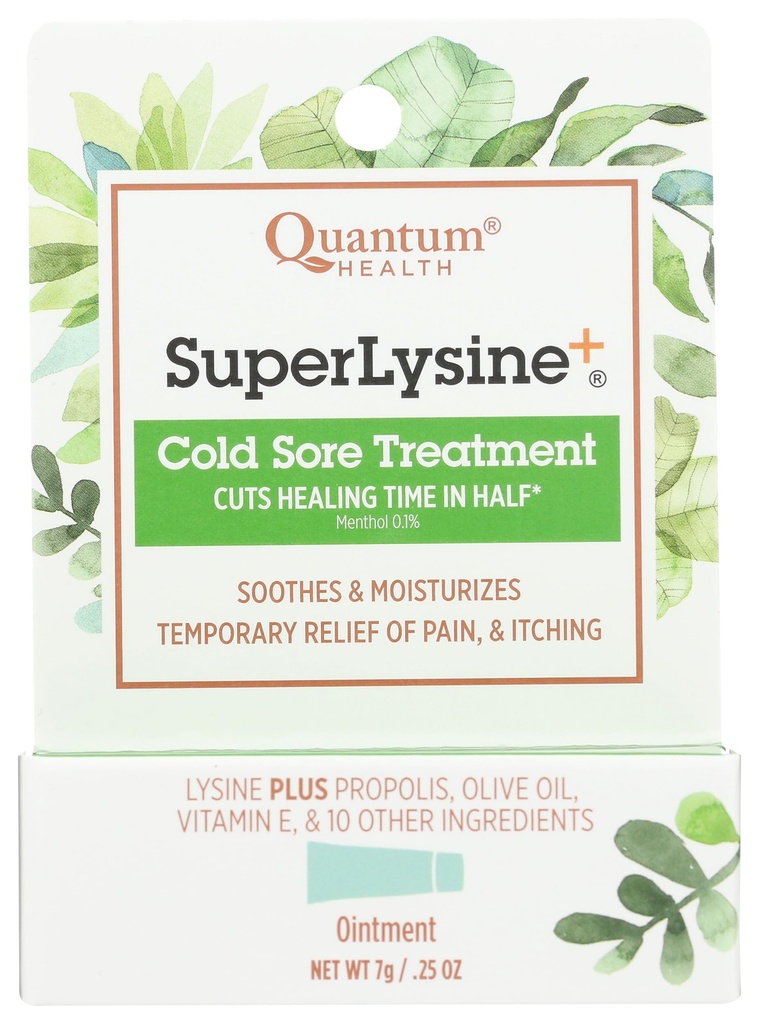 Quantum SuperLysine+ Tratamiento de la mandíbula fría Ungüento de tratamiento permanente Alimenta el dolor, la quema y el dolor de vidaCuts Tiempo de curación en la mitad de vida0.25 Unce