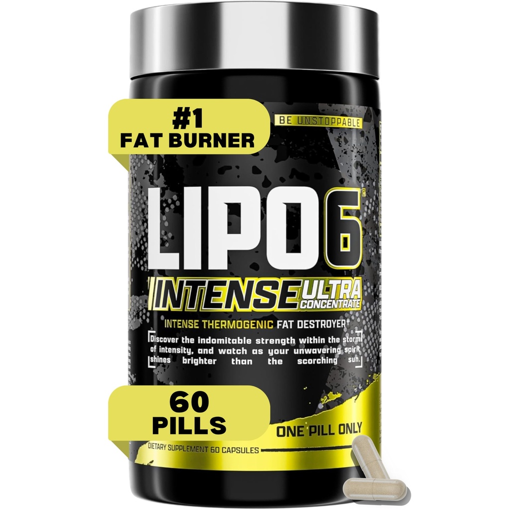 Nutrex Research Lipo6 Black Intense Ultra Concentrate Thermogenic Belly Fat Burner for Hombres y Mujeres Vida Dieta Perder peso Suplemento y Appetite Suppressant ¦ 60 Diet Pills