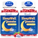 Gummies de sueño para adultos y niños - Gummies de melatonina sin azúcar con magnesio, L-Theanine, Vitamina B12, Vegan - Raspberry Flavored, 120 Cts