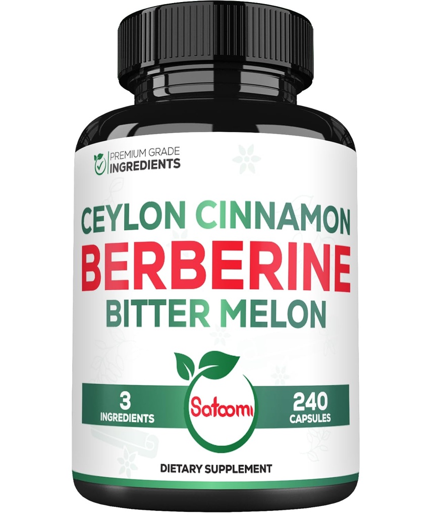 Berberine 1500mg Suplemento con Ceilán Orgánico Barco de canela &amp; Bitter Melon - 240 cápsulas Vegan para 80 servidumbres - Sistema inmunológico, Salud del corazón, Manejo del cuerpo > Apoyo a la digestión