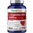 NusaPure L-Arginina 1000 mg 200 cápsulas vegetales (no GMO, vegetariano, vegano)