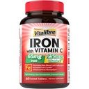 Suplemento de hierro, 65mg Hierro de Carbonilo con 250mg Vitamina C, píldoras de Hierro Amistoso para el Edificio de la Sangre Mujeres &amp; Hombres, Alta Absorción, No Nausea, Sin Estreñimiento, No GMO, No Gluten, 60 Tabs Vegan