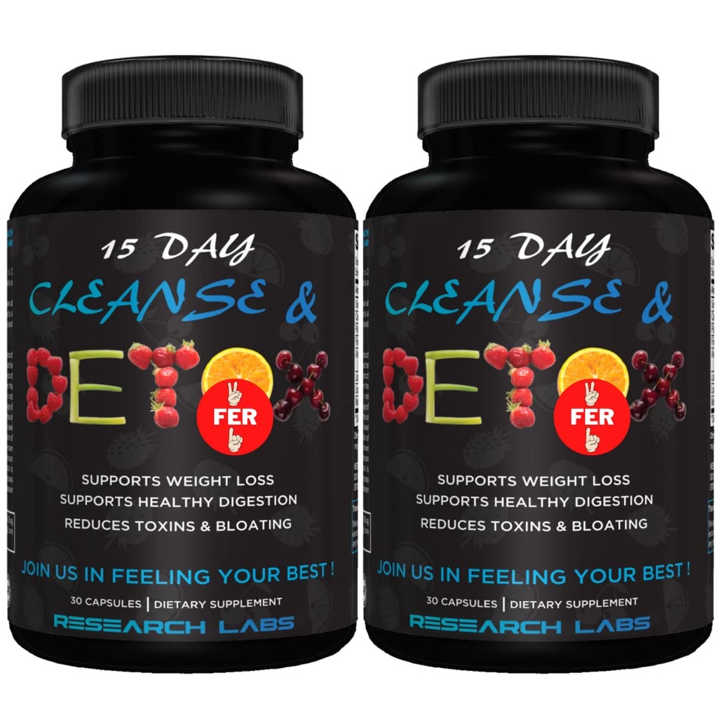 Laboratorios de investigación 15 días Colon Cleanse " Detox for Less Bloat Flat Tummy w/Probiotics - 2 Fer 1 - Constipation Relief - Flushes Toxins, Boost Energy. Clínicamente investigado Fórmula segura y efectiva