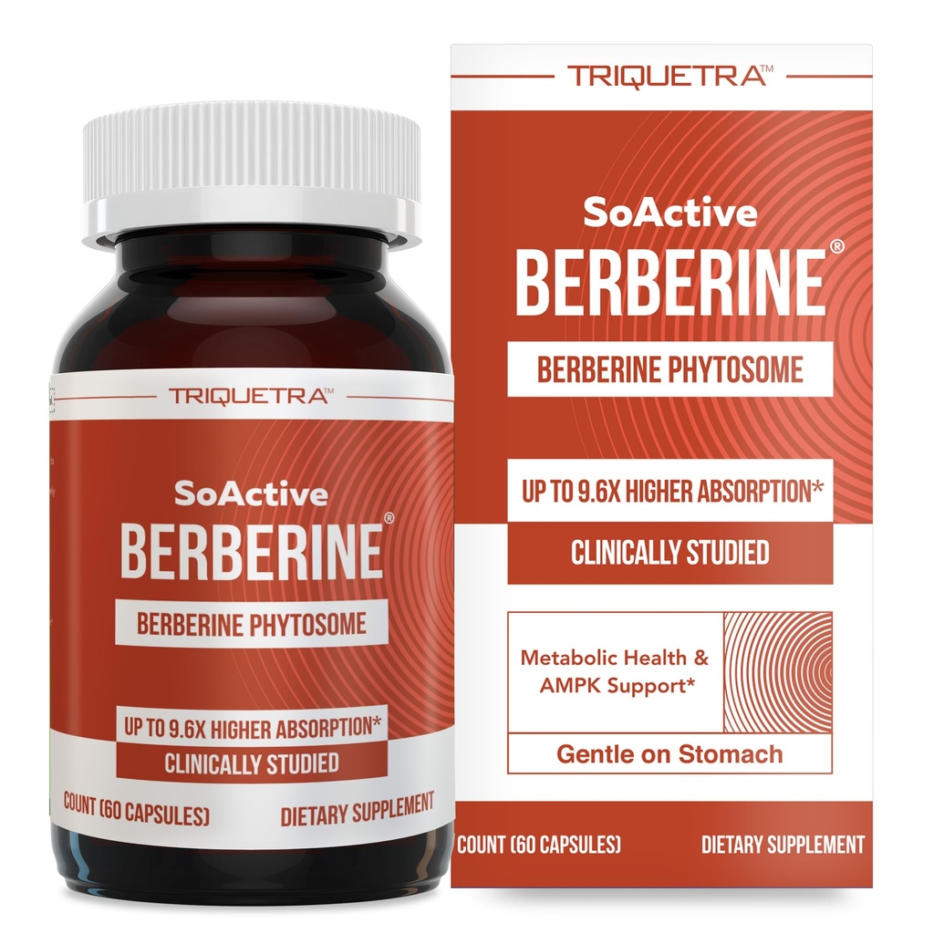 SoActive Berberine 550mg: 9.6X Absorción Superior, Estudiada clínicamente, Optimizada Fitooma Silencioso Apoyo Metabolismo " Activación AMPK ← Non-GMO, Libre de soja tención clínicamente validada Dose Silencio 60 Servings