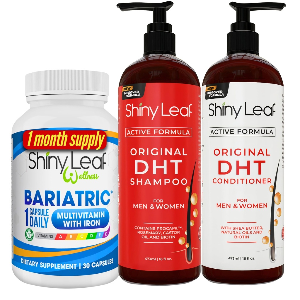 Bariatric Multivitamin con Iron y DHT Blocker champú y acondicionador, champú pérdida de cabello y acondicionador para mujeres y hombres