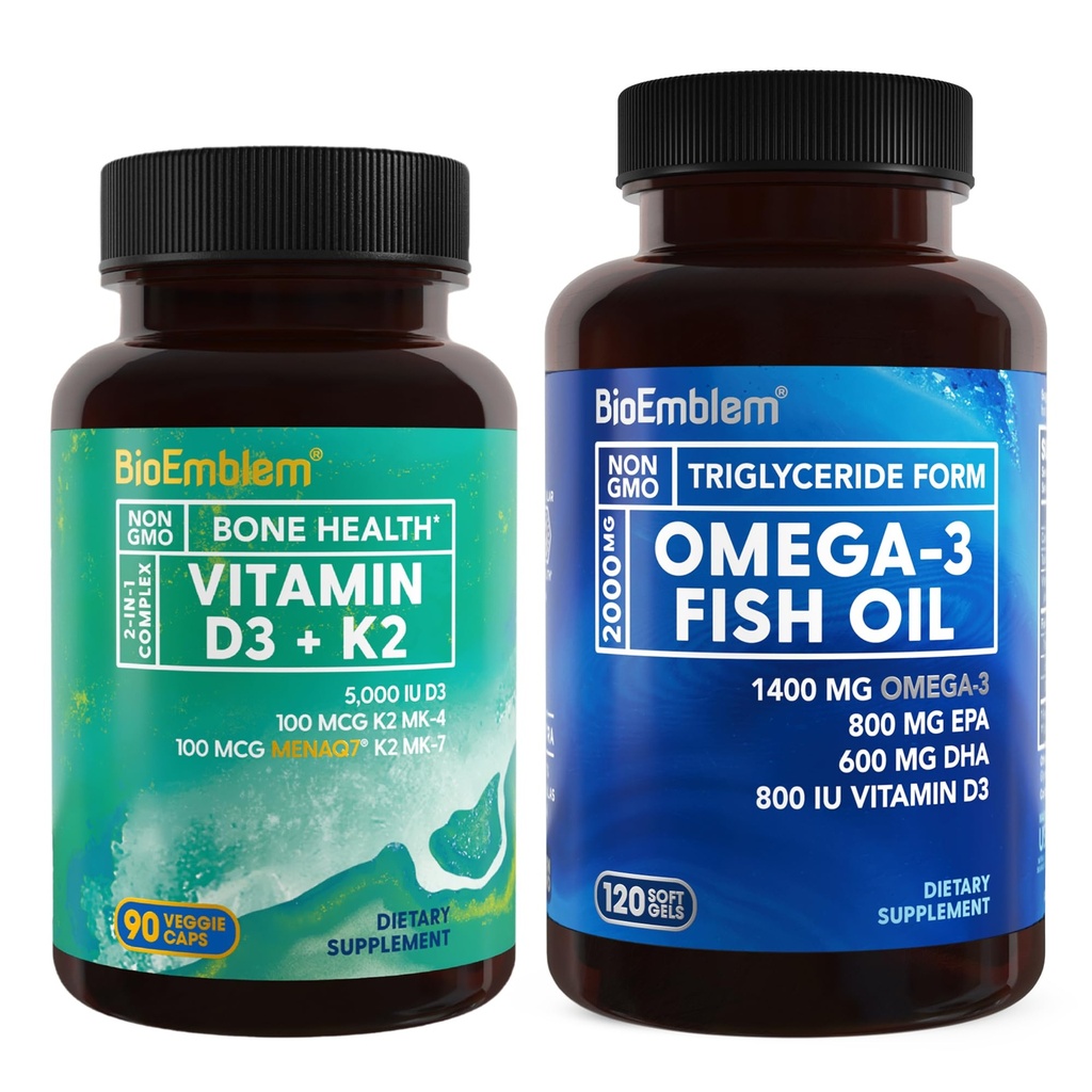 BioEmblem Vitamina D3 K2 Omega-3 Fish Oil 2000mg