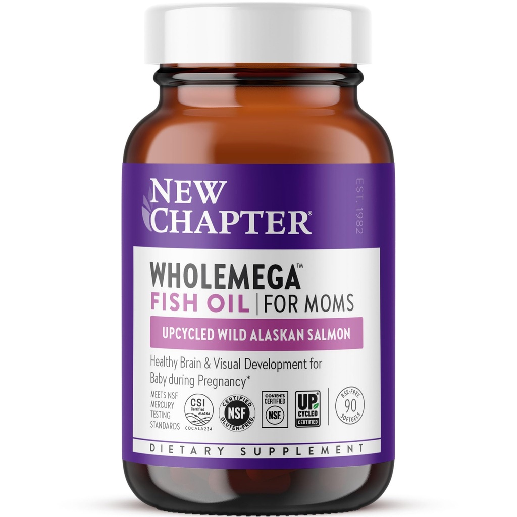 Nuevo capítulo Wholemega para las mamás suplemento de aceite de pescado, pequeñas cápsulas, 2000 mg por ser, DHA prenatal con Omega-3 + vitamina D3 para soporte postnatal " , 500 mg cada - 90 cuenta