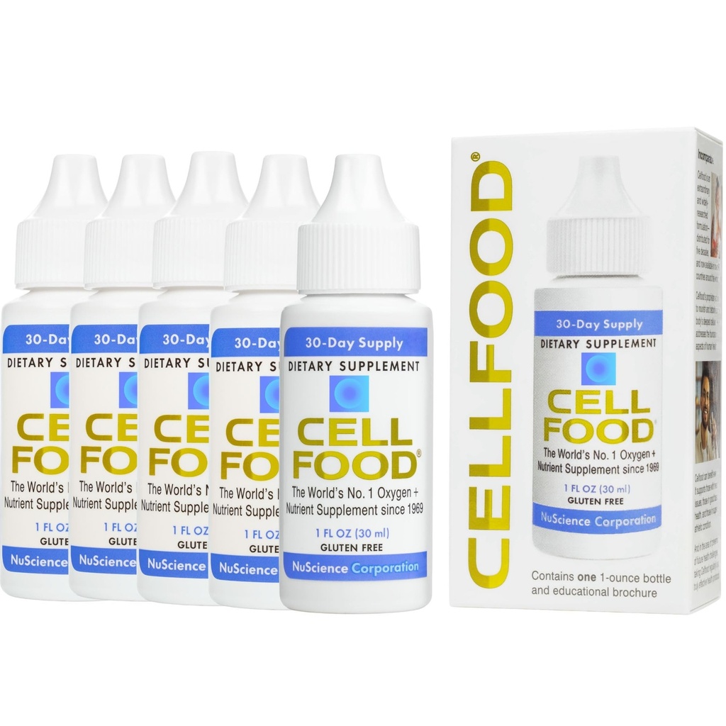 Oxígeno Celeste - 1 fl oz, 5 Pack - Suplemento de oxígeno líquido para el drenaje linfático, enfermedad de Altitud, Jet Lag, fatiga, dolores de cabeza, resacas &amp; energía - Gluten Gratis, Cert. Kosher