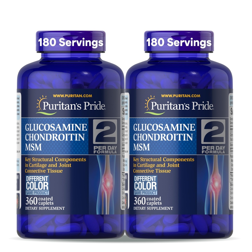 Puritan's Pride Glucosamine Chondroitin MSM Suplemento dietético para la salud conjunta, 360 Coated Caplets
