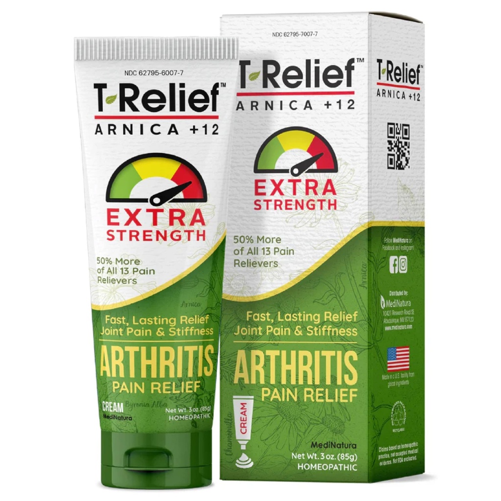 T-Relief Extra Strength Artritis Cream Arnica +12 Dolor Relieve Medicinas Naturales Ayuda Soothe Soreness Stiffness Aches " Pains in Joints Naturalmente - 3 oz