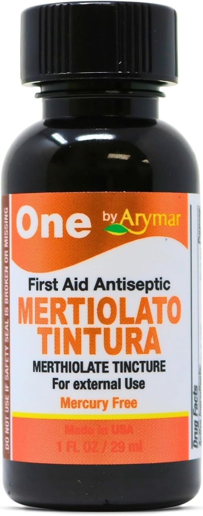 Arymar Mertiolato Tincture 1 fl oz. Solución antiséptica para cortes menores, raspas " Burns.