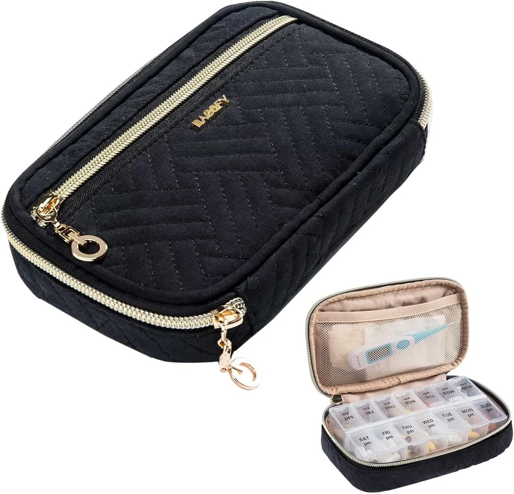 BAGSFY Pill Organizer Case 2 Times a Day- Weekly Medicine Organizer Travel Pill Box with Removable 7 Day Medicine Case Container for Fish Oil, Vitamina, Suplemento