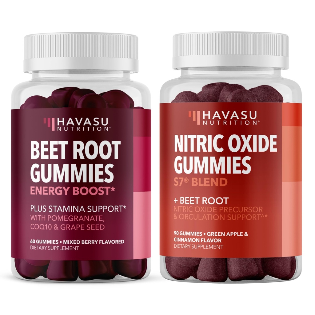 HAVASU NUTRITION Nitric Oxide Gummies with L-Arginine and Beet Root (1 Month Supply) " Beet Root Gummies with COQ10 " Pomegranate (1 Month Supply)