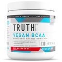 Verdad Nutrición Vegan BCAA Powder- 2:1:1 Ratio Natural BCAAs Aminoácidos Polvo para Energía, Construcción del Musculo, Post Workout Recuperación Bebida para la Recuperación del Musculo (Red Raspberry, 30 Servimientos)
