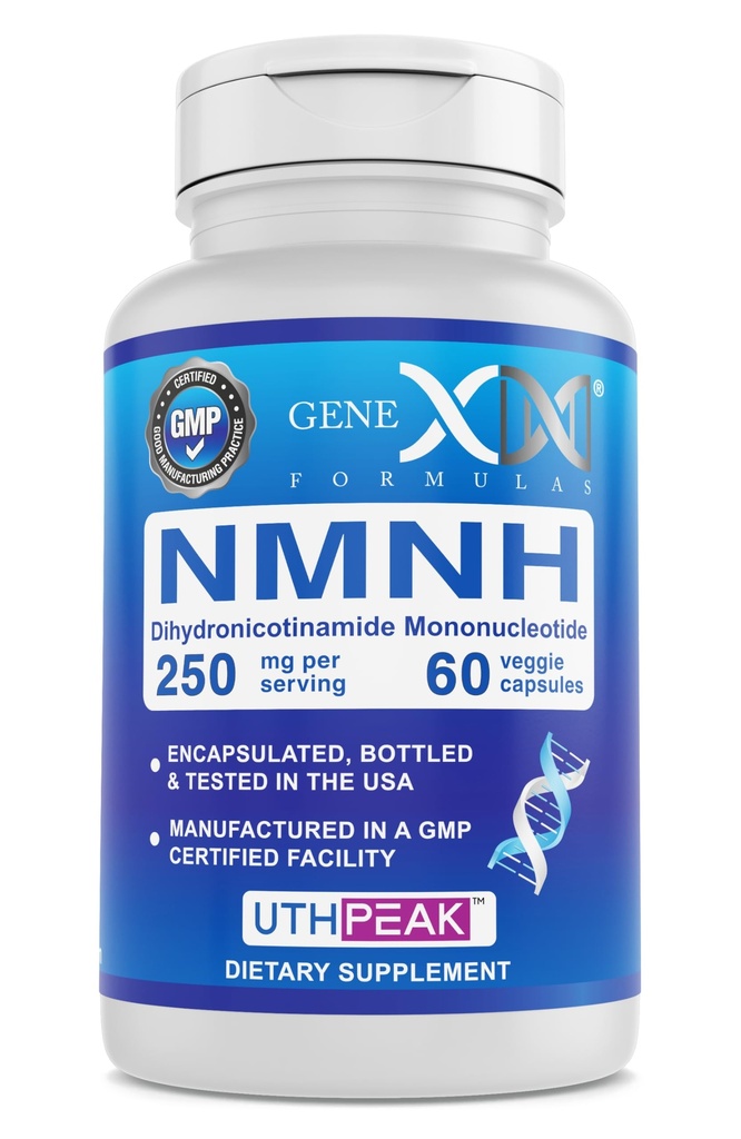 Fórmulas Genex 250mg NMNH (60 Capsules - 30 Servings) ¦ UthpeakTM NMNH (Dihidronicotinamide Mononucleotide) NAD+ Precursor para el envejecimiento saludable - No GMO, libre de gluten, vegetariano