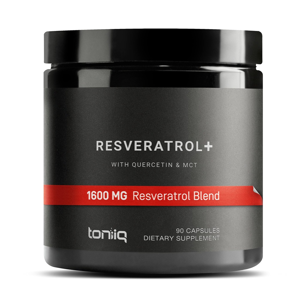 Toniiq 1600mg Resveratrol Blend - Ultra High Purity y 3rd Party Tested - con aceite MCT para la biodisponibilidad agregada - Optimal NAD Suplemento