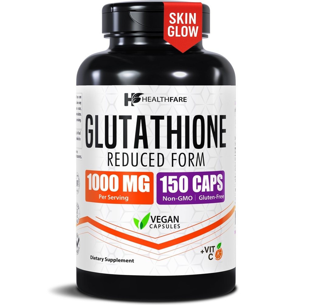 Saludfare Glutathione Suplemento 1000mg Silencio Reducido GSH Antioxidante Silencio 98%+ Highly Purified ← 150 Vegan Capsules ← Immune " Detox Support ← No Gluten-Free TEN Made in USA