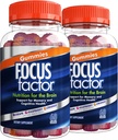 Factor de foco Gummies nootropic, Suplemento de memoria para cerebro, fosfatidilserina, Bacopa, Huperzine A, 60 Conde, Pack de 2