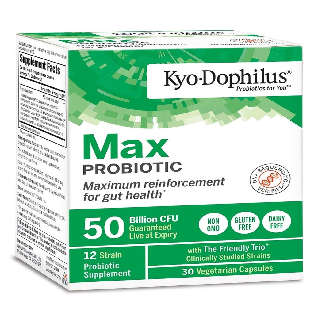 Kyo-Dophilus Max Probióticos, 30 cápsulas vegetarianas