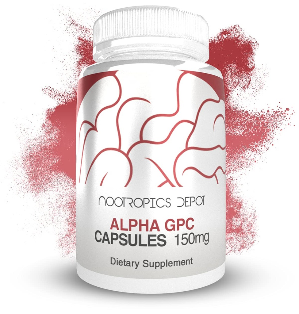 Nootropics Depot Alpha GPC Capsules  150mg ← 60 Conde ← Choline Supplement Silencio Brain Health Supplement ← Asistencias Healthy Brain Function Silencio Enhance Cognition, Memory + Focus