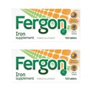Fergon High Potency Iron Suplemento Tablets, 100 Cuenta, Pack de 2