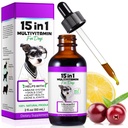 Perro multivitamínico,15 en 1 Perro Multivitamínico Líquido gotas Suplementos, Vitaminas de Perro para la Salud del Corazón, Huesos, Junta, Esquí y Carne, Vejiga, Sistema Inmunitario Soporte 60ml